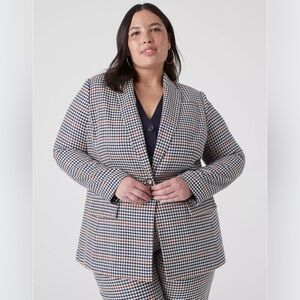 LANE BRYANT HOUNDSTOOTH PLAID BOYFRIEND SINGLE BREASTED BLAZER JACKET SIZE 22